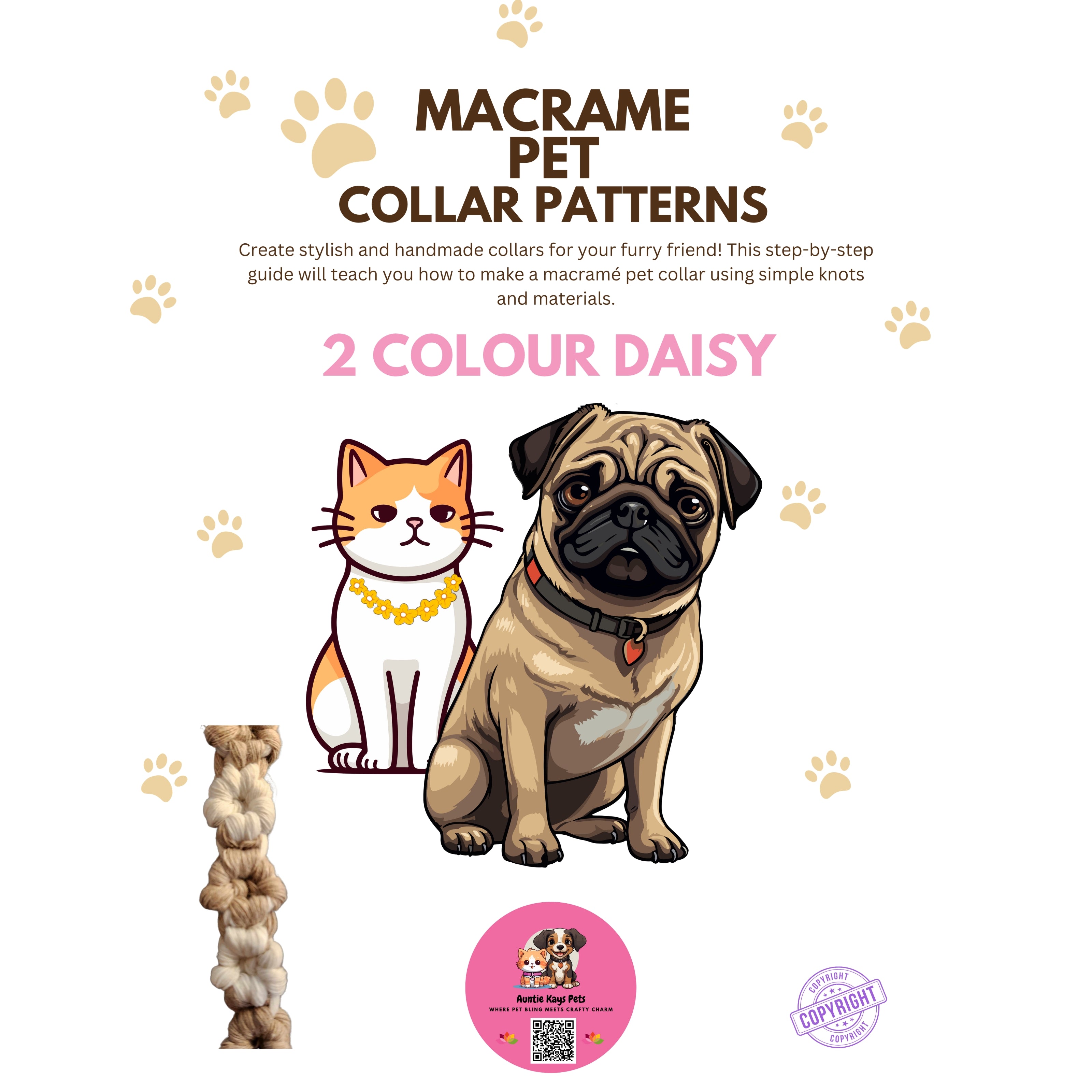 Complete Macrame Pet Collar Pattern Bundle — 7 Patterns — Digital Download — DIY Dog and Cat Collar Patterns