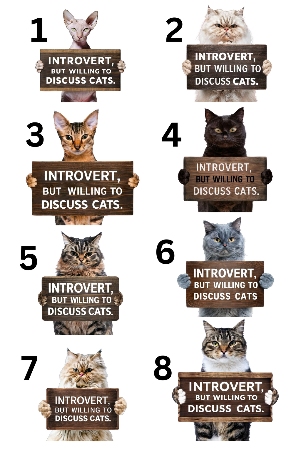 Funny Cat Notecard — "Introvert Willing to Discuss Cats" | Blank Inside | Single Card or Set (Copy)