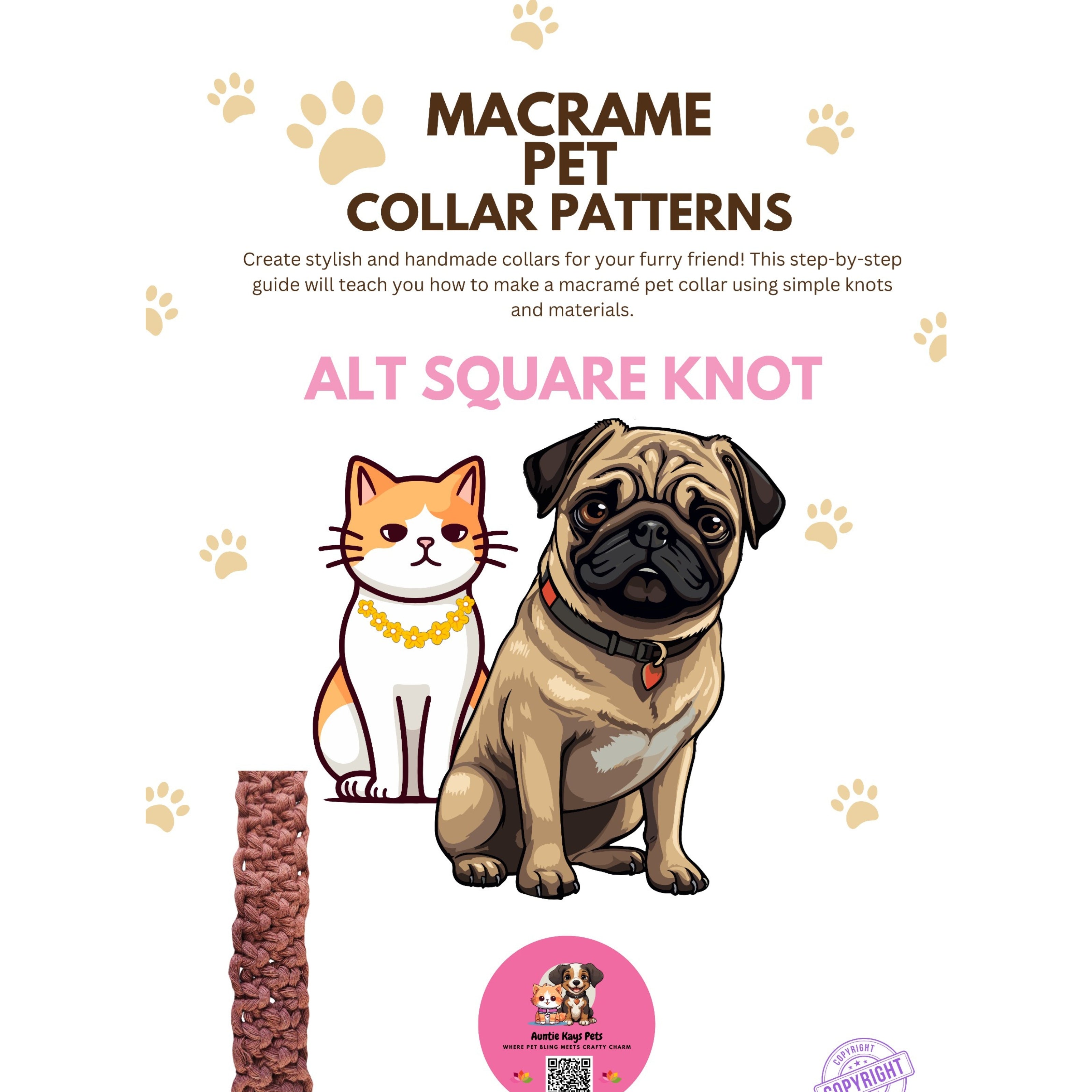 Complete Macrame Pet Collar Pattern Bundle — 7 Patterns — Digital Download — DIY Dog and Cat Collar Patterns