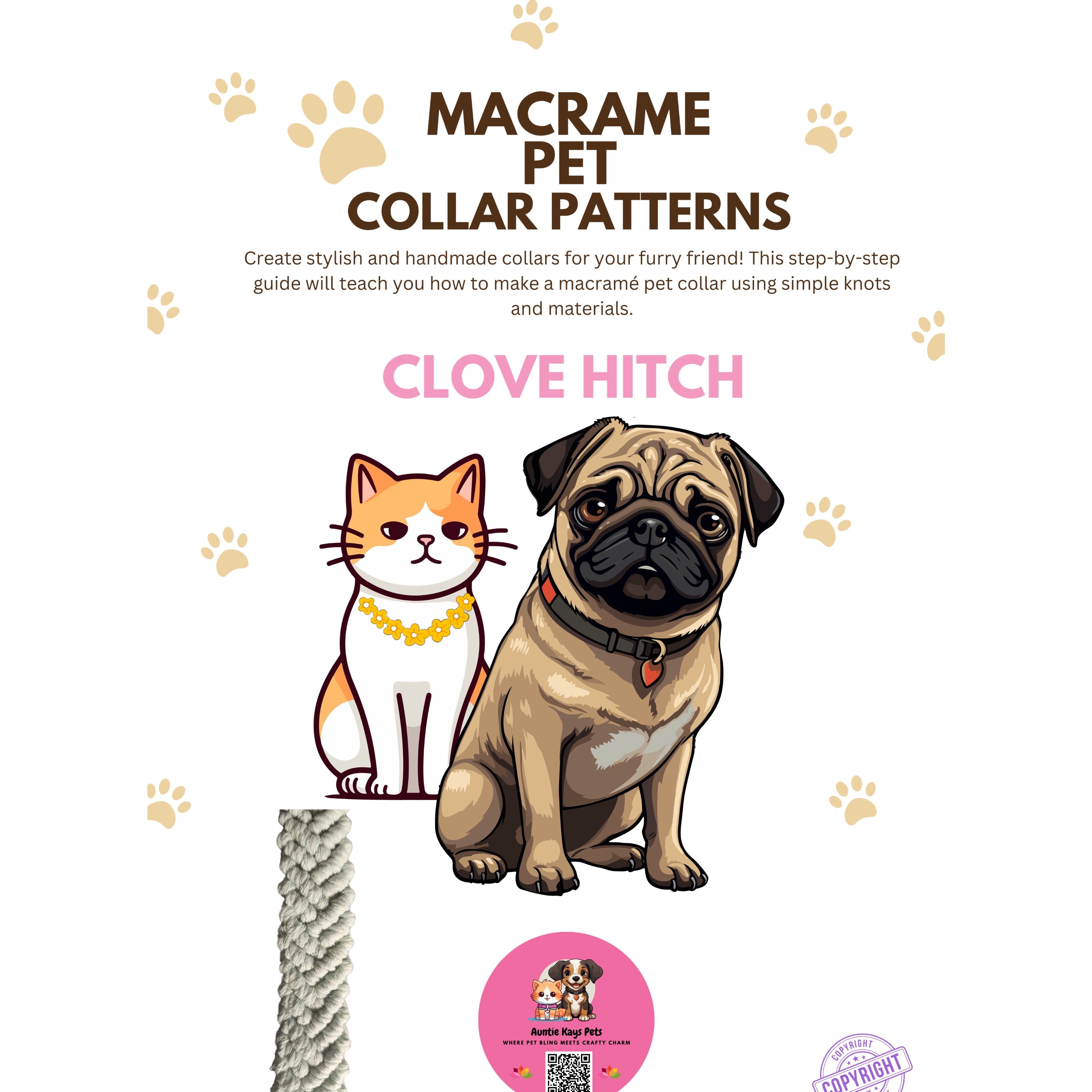 Complete Macrame Pet Collar Pattern Bundle — 7 Patterns — Digital Download — DIY Dog and Cat Collar Patterns