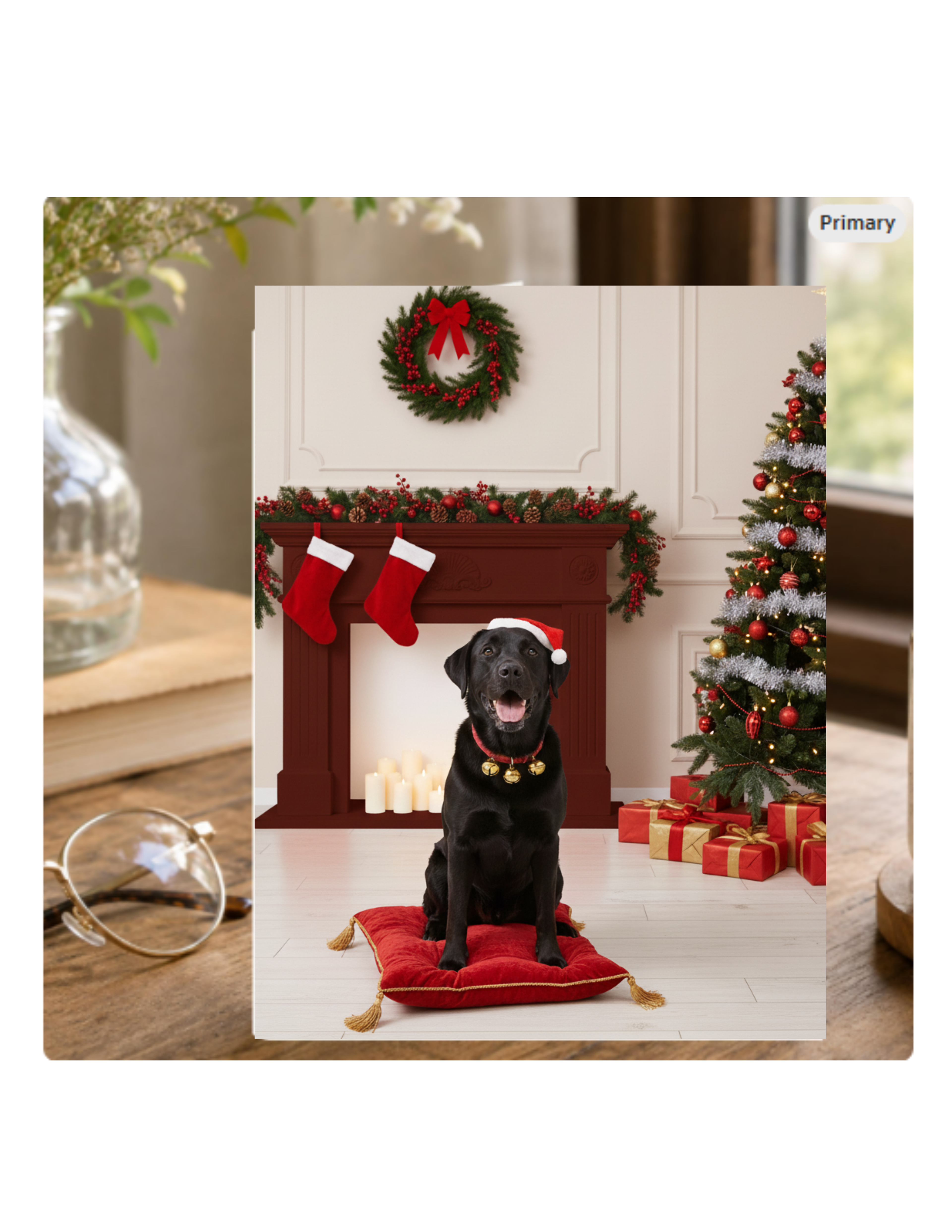 Black Lab Christmas Notecard   Blank Inside Holiday Card for Dog Lovers