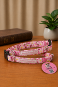 Handmade Dog Collar – Pink Daisy Floral | Adjustable Fabric Collar | Auntie Kays Pets Hamilton Ontario