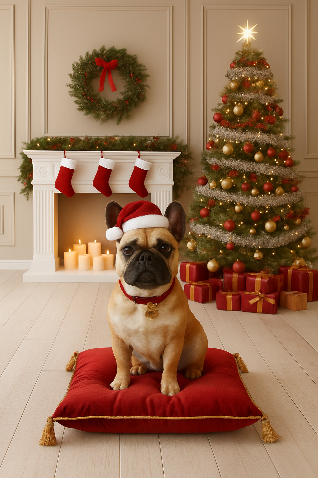 French Bulldog Christmas Notecard for Dog Lovers — Handmade Holiday Card Gift for Dog Mom or Dad