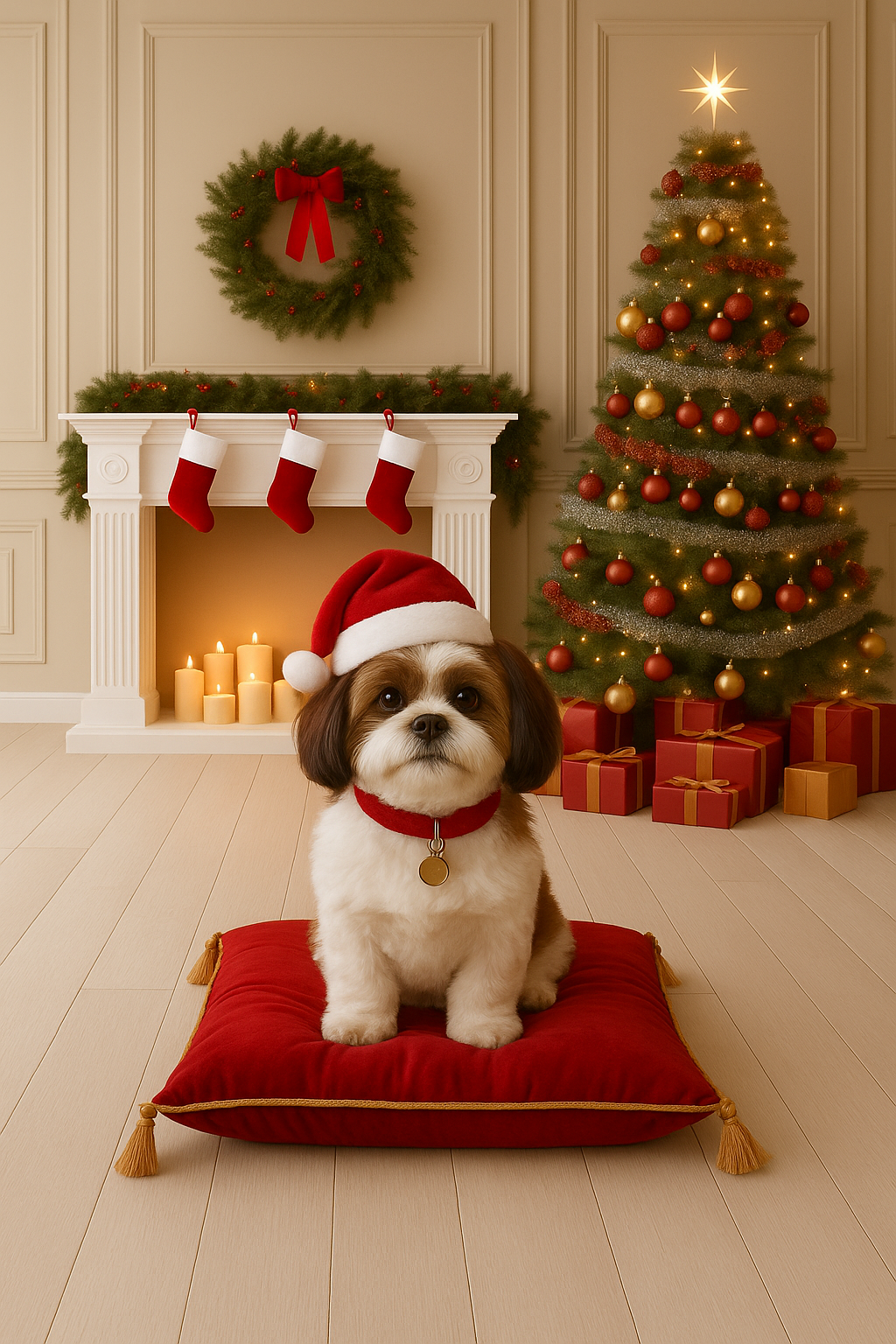 Shih Tzu Christmas Notecard — Holiday Notecard for Dog Lovers — Free Shipping Canada
